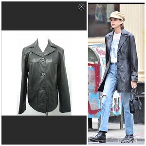 Classic Black Leather Blazer